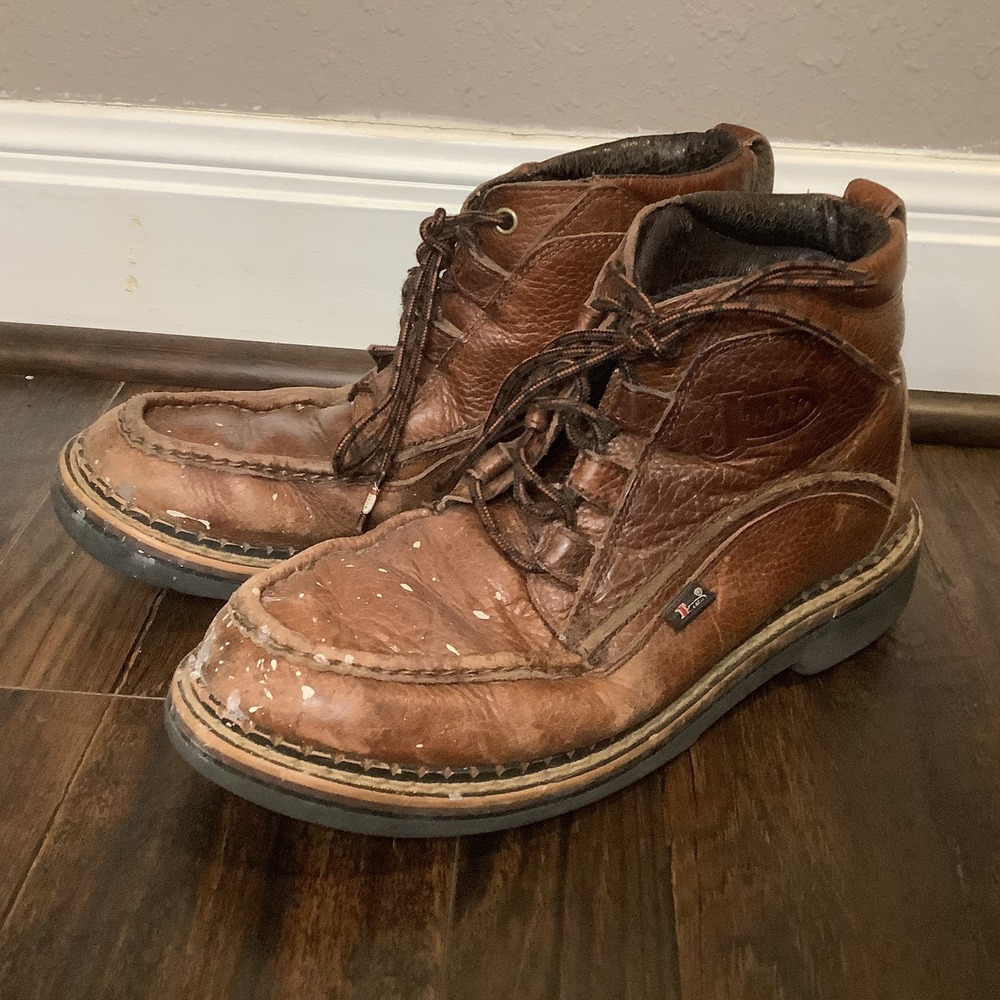 Justin Men's Size 9.5 Brown Leather Chukka Hiking Western Work Boots Style 989